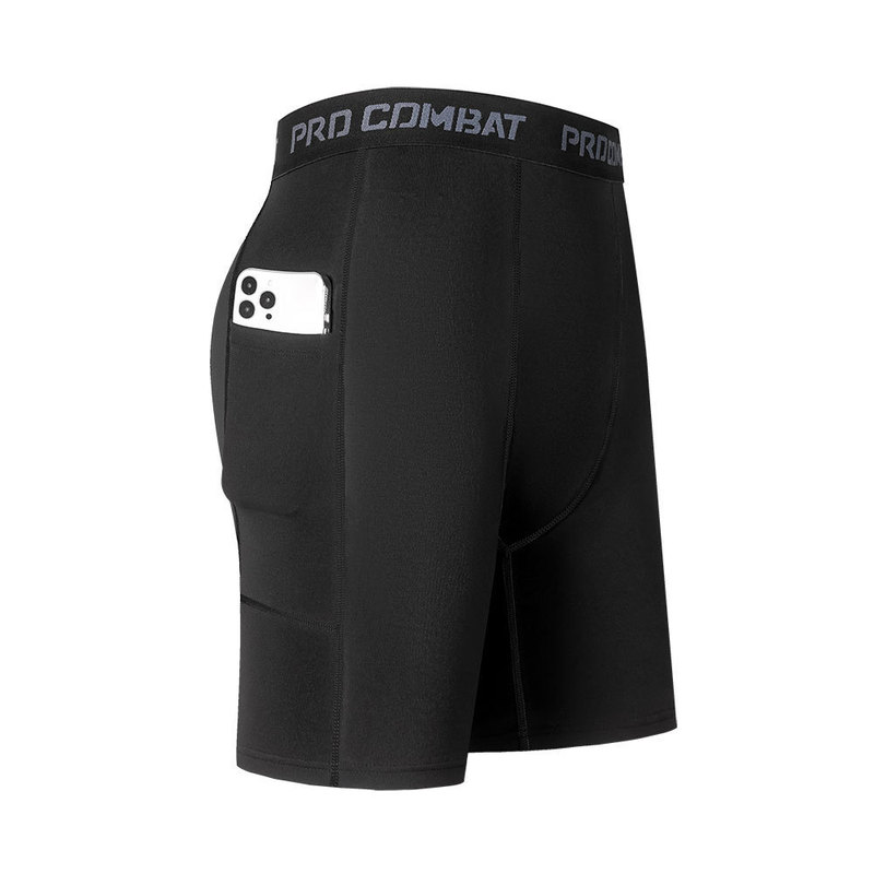 Pocket Sports Tight Shorts Men's Quick-drying Five-point Running Stretch Compression Pants Basketball Professional Training Leggings Pocket Sports Tight Shorts Men's Quick-drying Five-point Running Stretch Compression Pants Basketball Professional Training Leggings