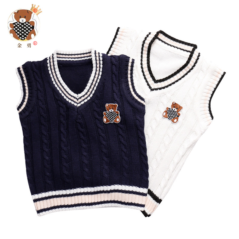 [Jin Yong] entrega de una pieza Chaleco de la Universidad de los niños ropa de los niños de estilo coreano niños y niñas chaleco suéter chaleco de lana