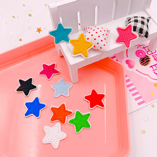 Cute Five-Pointed Star Embroidered Fabric Stickers for Shoes, Clothing, Bags, and Hats Decor; Costume Accessories Embroidered Badges