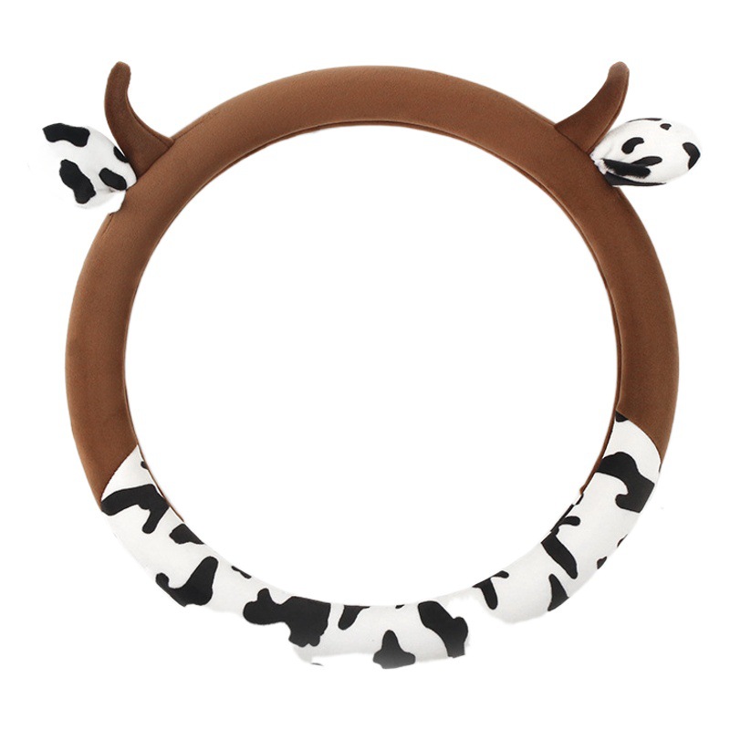 Funda para Volante de Coche, de Felpa Corta, Diseño de Vaca, Cómoda, Universal, Venta al por Mayor Transfronteriza