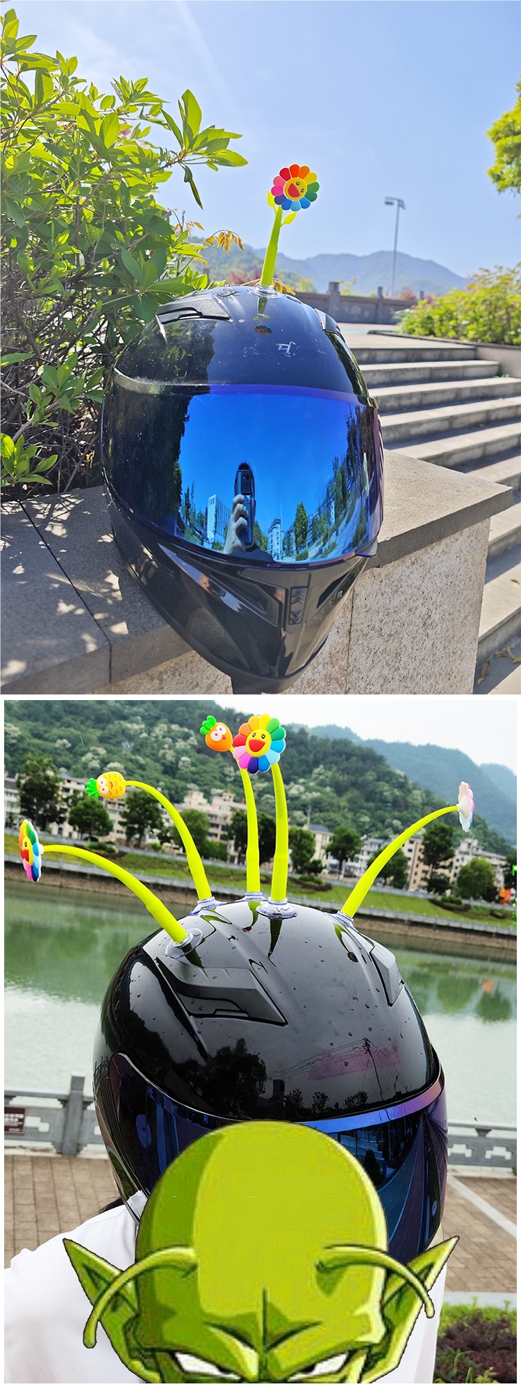 Helmet Suction Cup Swinging Sunflower Decoration Electric Vehicle Motorcycle Helmet Universal Funny Tiktok Glass Radish