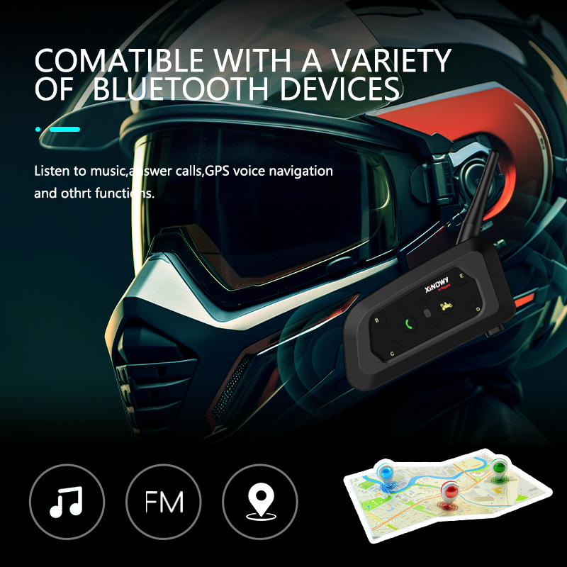Xinowyv6Pro Motorcycle Helmet Bluetooth Headset 2-Person Intercom Helmet Intercom 3.5Mm/Typec Interface