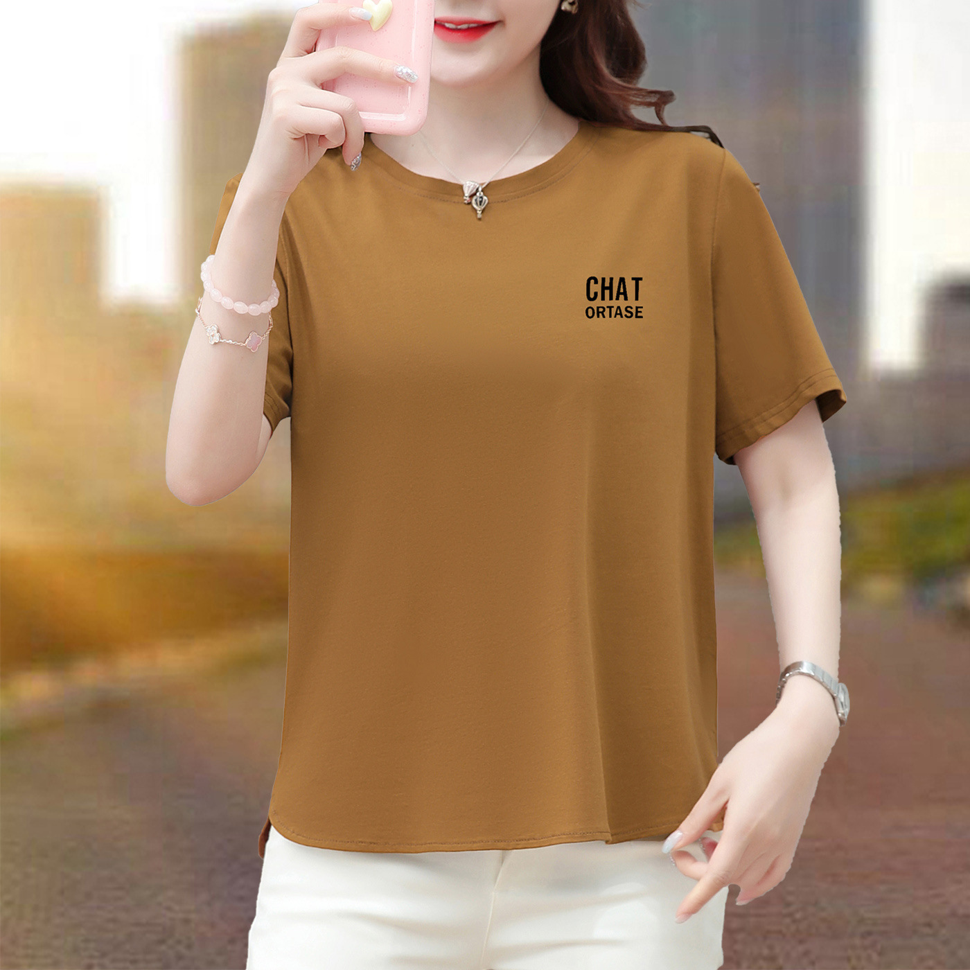 Women's Pure Cotton Short-Sleeved T-Shirt for Women Summer 2026 New Style Middle-Aged Mother Loose Casual T-Shirt Top Summer Wear