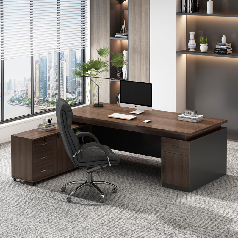 Office Desk Computer Desk Desktop Simple Boss Desk Office Leadership Desk and Chair Combination Employee Desk with Drawer Desk