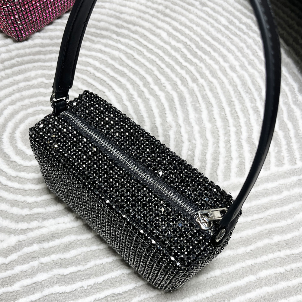 Rhinestone Top Handle Bag Sparkling Crystal Mini Shoulder Purse_voghion.com