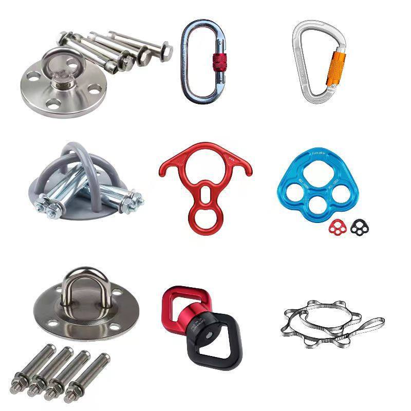 Aerial Yoga Hammock Accessories Trx Fixed Plate Swing Sandbag Hanging Plate Automatic Locking Swivel Ring Climbing Rope Carabiner