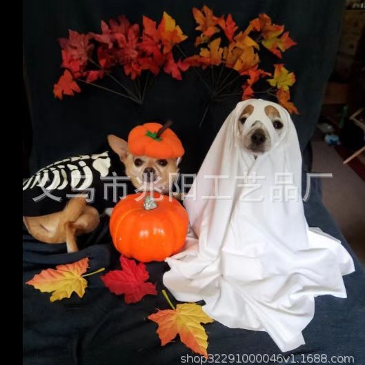 Transfronterizos Halloween White Ghost Disfraz de Fantasmas de Mascotas Disfraz de Fantasmas de Mascotas Disfraz de Día de Fantasmas - Capa de Perro