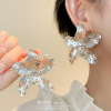 Metal fashionable design earrings, European style, trend of season, light luxury style, internet celebrity