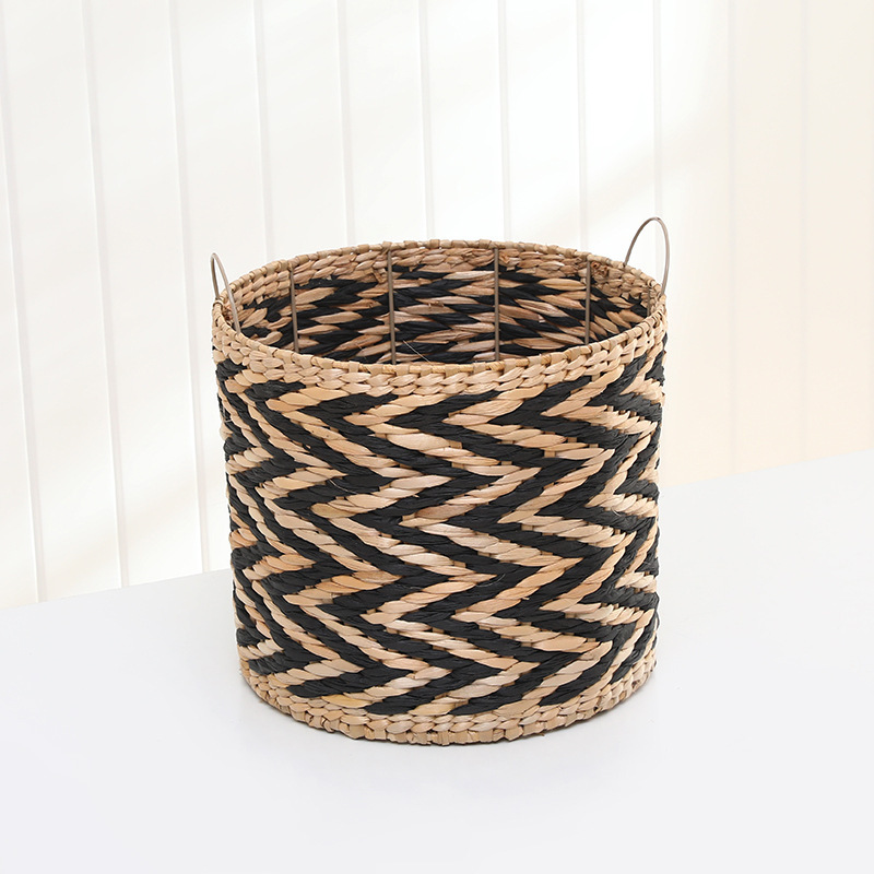 Cesta de almacenamiento tejida a mano de paja de estilo europeo manija cesta de mano suministros para el hogar misceláneas de juguete tubo de almacenamiento fábrica