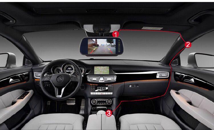 Truck reversing image display 7inch CCD rearview mirror high-definition camera with aviation connector standard 15m cable set