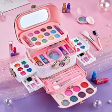 儿童化妆品套装女孩彩妆玩具女童公主化妆箱过家家口红指甲油礼物