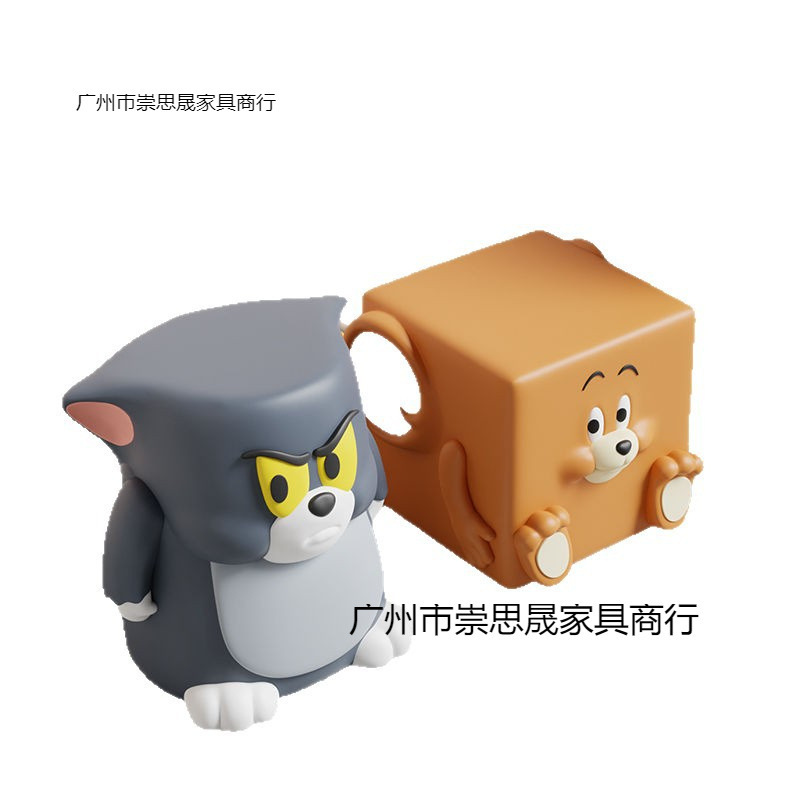 卡通小凳子猫老鼠落地摆件客厅矮凳电视柜换鞋凳家居装饰品床头柜|undefined