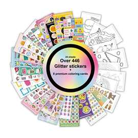 跨境Glitter Sticker Book英文镭射卡通diy趣味派对闪光贴纸本