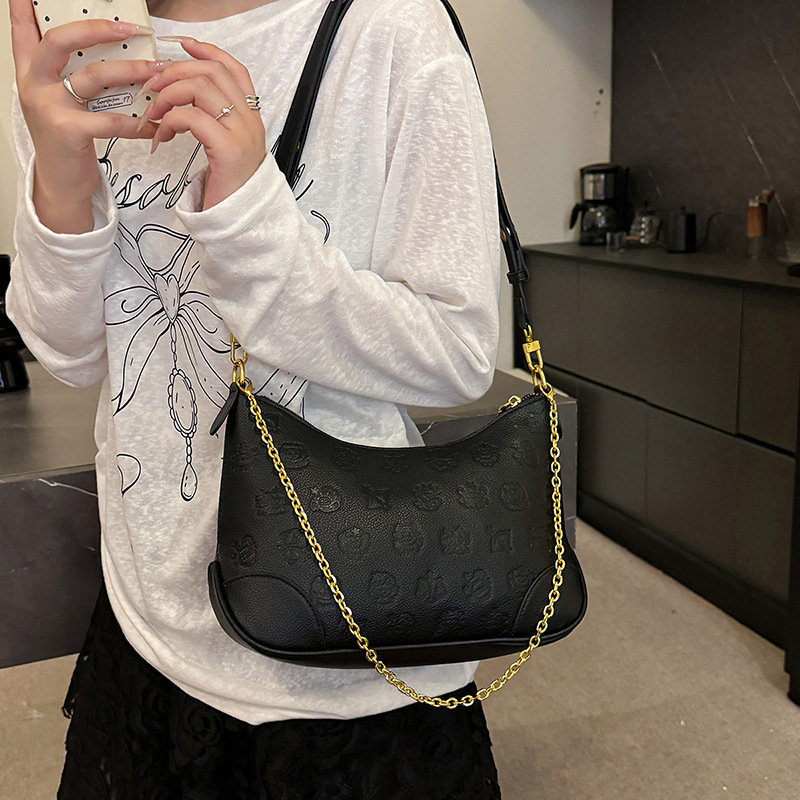 Bolso de cadena de textura transfronteriza 2025 verano nuevo bolso femenino bolso de hombro de doce constelaciones bolso de mensajero con estampado de lichi