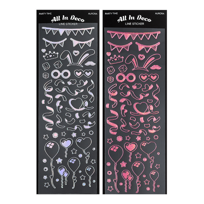 Colorido aurora líneas DIY collage material extraíble sin fisuras mano cuenta láser pegatinas goo tarjeta foto pegatinas