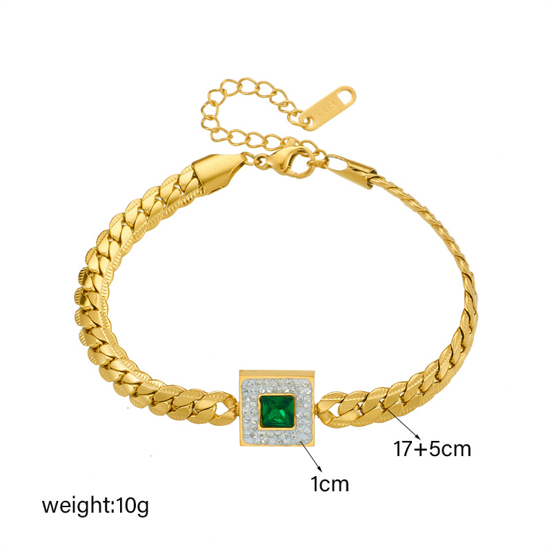 Color Block, Square Pattern Wholesale Jewelry Elegant Color Block Square Titanium Steel Jewelry Set