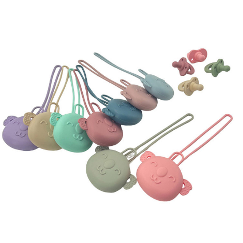 Chupete bolsa de almacenamiento bebé chupete de silicona de calidad alimentaria bebé dibujos animados mordedura música chupete bolsa