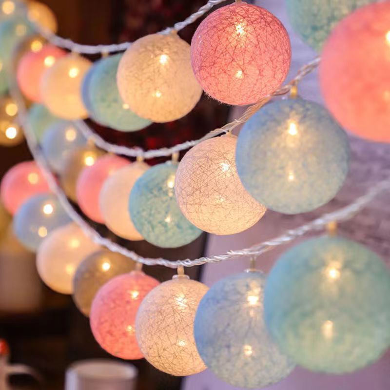 Explosions ins Girl's Heart Cotton Ball String Lights Star Lights Decorative Lantern String Festive Indoor Atmosphere Decoration
