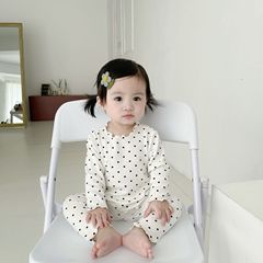 21 Fall New Korean Style Baby Boys and Girls Cute Polka Dot Long Sleeve Two-Piece Pajamas Wearable Outside