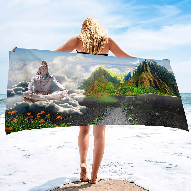 Cross-border Hindu Avatar God Vishino Pattern Beach Towel Printed Beach Swimming Bath Towel Outdoor Towel Dropshipping
