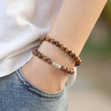 原创设计越南黄花梨木珠手串和田玉古风简约檀香木质男女多圈手