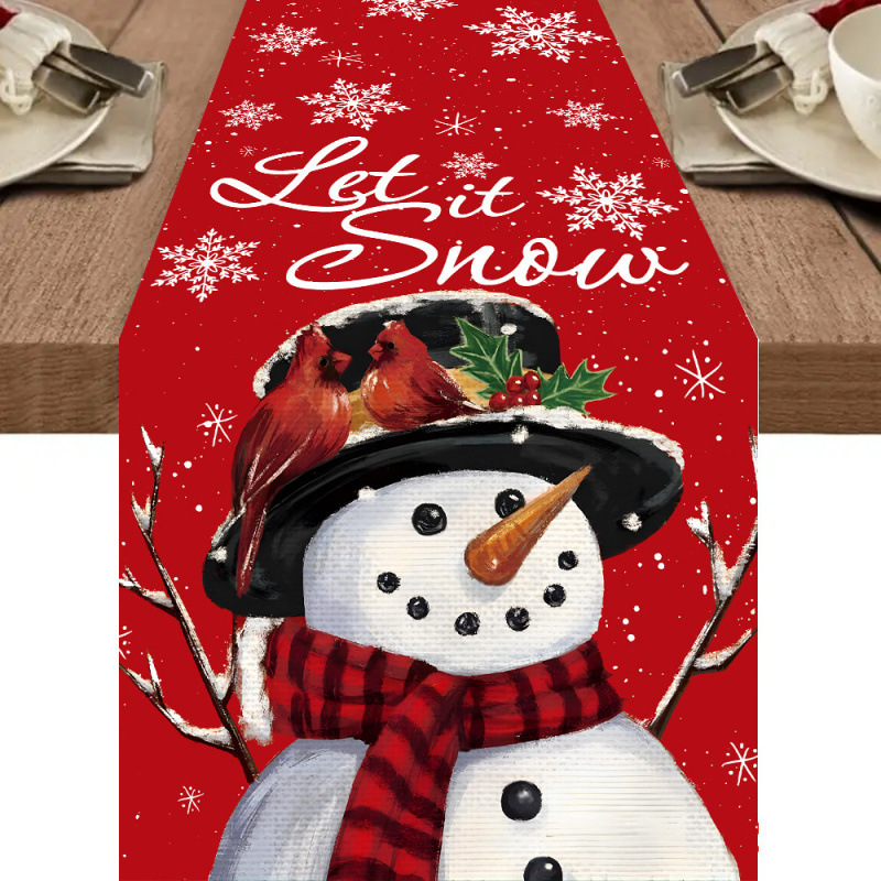 新しいクリスマステーブルクロス用品テーブル旗創意クリスマステーブル旗食卓装飾プリント旗|undefined