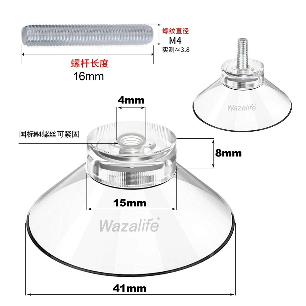 Wazalife Transparent Glass Suction Cup Base with M4 Screw for Traceless Wall Mounting and Storage
