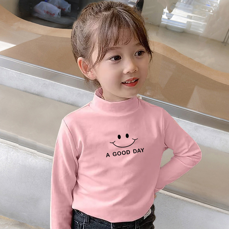 Ventas directas de fábrica Otoño e Invierno tops para niños ropa interior térmica otoño ropa de terciopelo camisa de fondo primavera y otoño medio cuello alto para niños