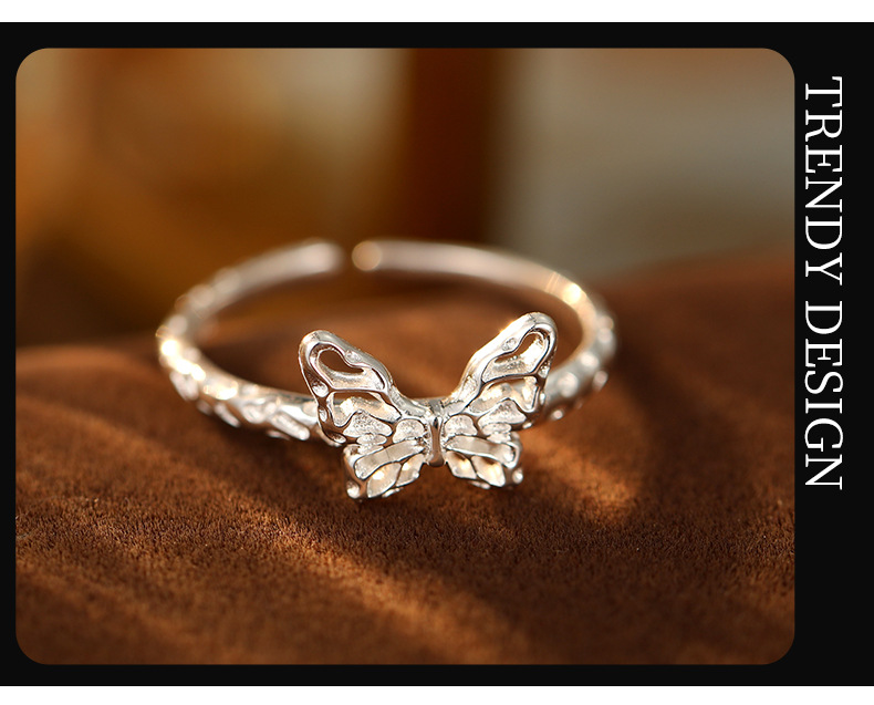 925 Sterling Silver Material Butterfly Pattern 925 Sterling Silver Butterfly Rings
