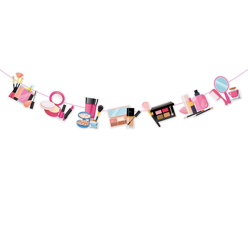 Nueva decoración de fiesta de cumpleaños maquillaje conjunto de temas de maquillaje decoración de fiesta de cumpleaños tarta de bandera