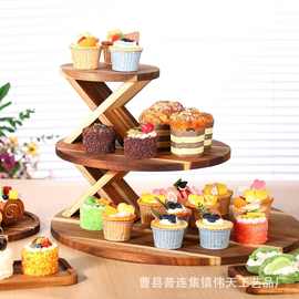 新款木制蛋糕架餐桌点心托盘多层甜品展示架蛋糕塔实木餐盘