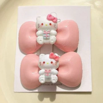 Hello Kitty, милые фуксиевые заколки для волос, невидимки, челка
