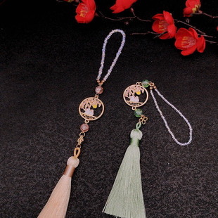 Guofeng Cheongsam Flap Antique Hanging Ornaments Hanfu Tea Clothing Wheat Ear Tassel Corsage Women's Chinese Style Vintage Makeup Clothing Accessories