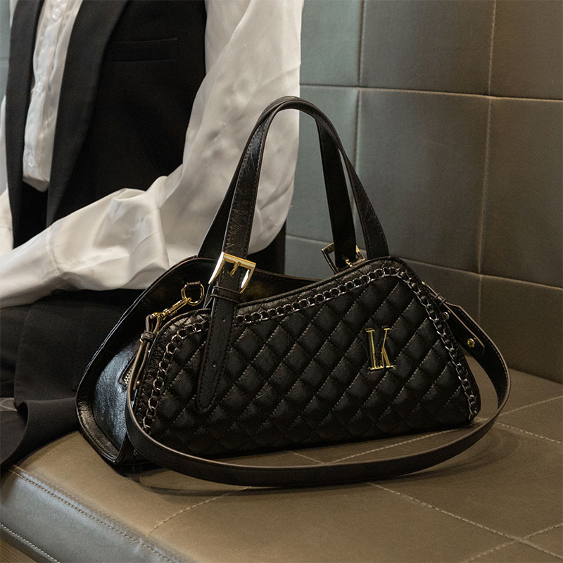 Diamond Quilted Embroidery Thread LK Women's Fashion Commuting Versatile Single Shoulder Crossbody Saddle Bag_voghion.com