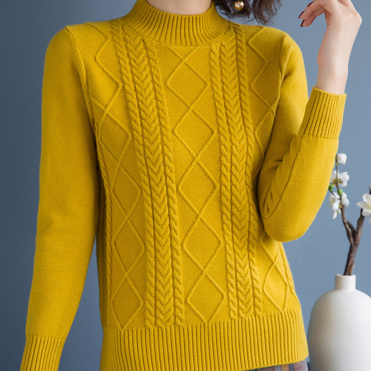 Spot Autumn and Winter New Half Turtleneck Sweater Loose Outer Wear Short Base Shirt Stylish Large Size Twist Knitted Top Spot Autumn and Winter New Half Turtleneck Sweater Loose Outer Wear Short Base Shirt Stylish Large Size Twist Knitted Top