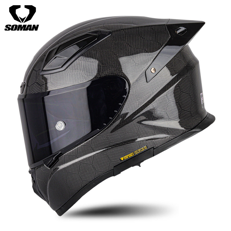 SOMAN Casco de carreras de fibra de carbono Motocicleta para hombres y mujeres a la conducción Motocicleta personalizada Casco para correr profesional Four Seasons Casco integral X8