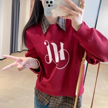 青春元气减龄印花宽松显瘦双面棉圆领短款卫衣女24秋冬Y1005W