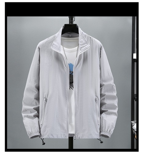 New men's tall collar sunscreen jacket for outdoor fishing, plus size, ultra-lightweight, couple's set, factory direct sale, logo printing on image.