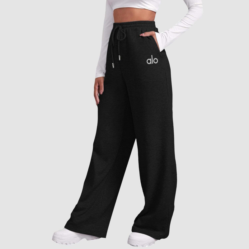 Cross-Border Alo Yoga3D Standard Sports Pants Loose Casual Sweatpants Women's Windproof Warm Straight Yoga Pants