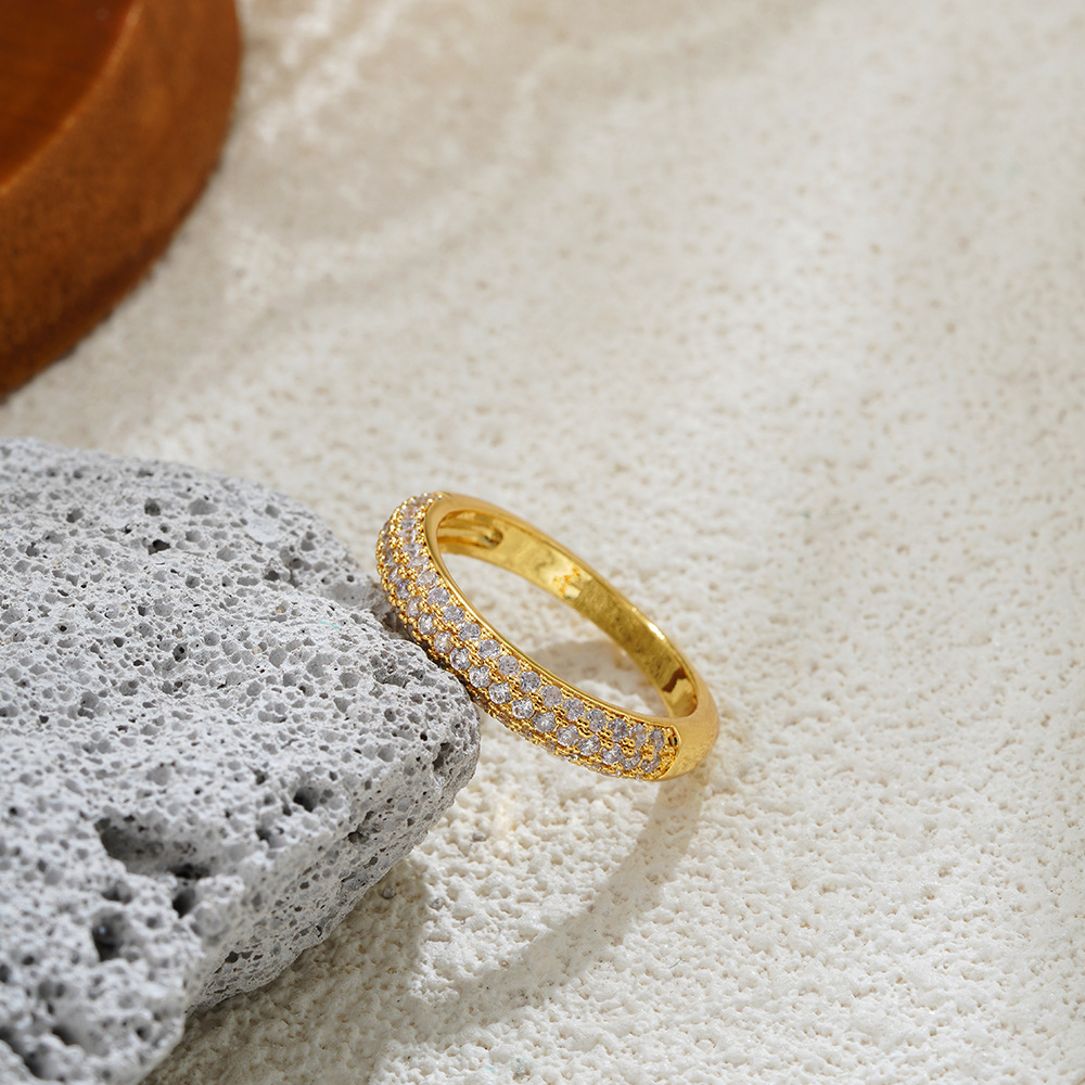 1 Piece Quantity Wholesale Jewelry Classic Style Shiny Geometric Copper 18K Gold Plated Plating Rings