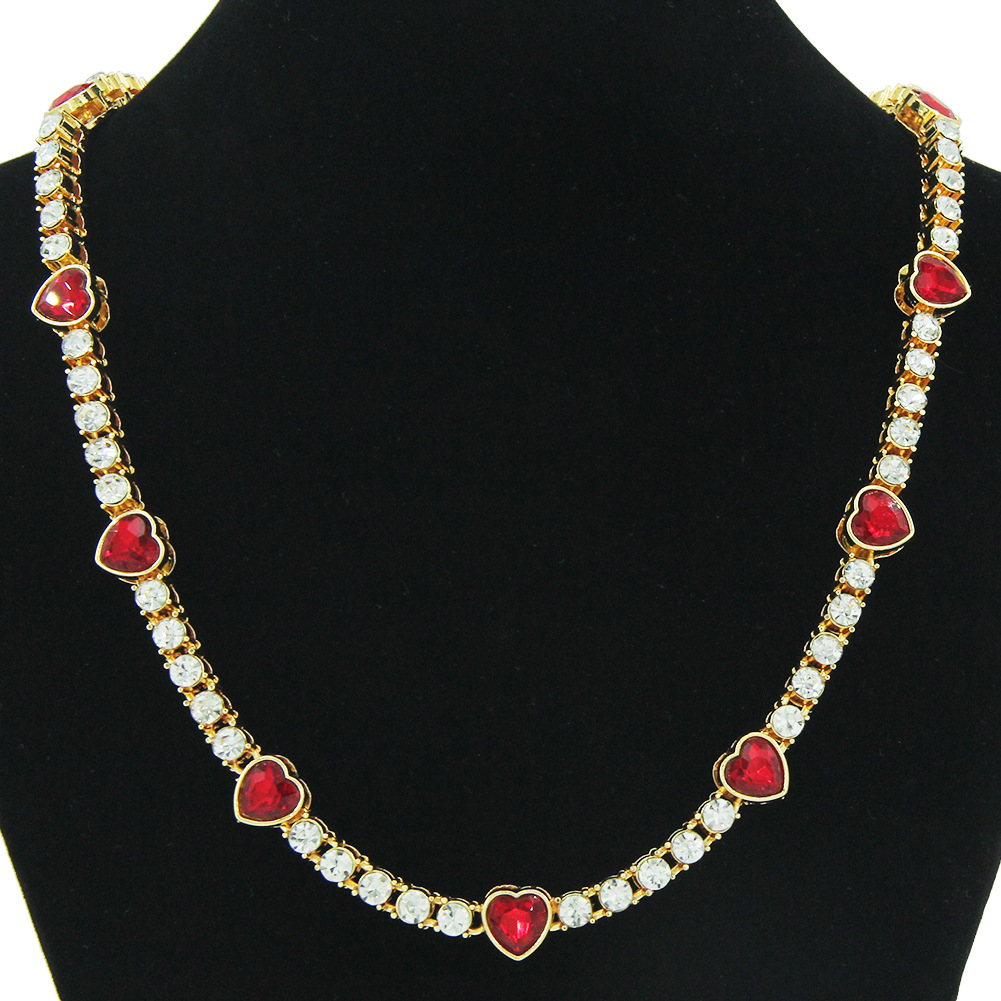 Hip-Hop Heart Shape Rhinestones Alloy Chain Necklaces Wholesale display picture 1