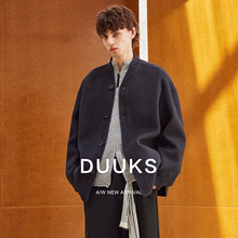 正品骆驼绒双面羊毛呢子男外套秋冬季2025新款道袍大衣短款男装