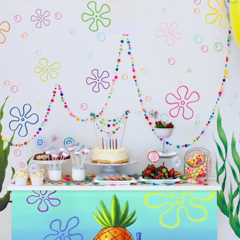 Cross-Border Ins Style Geometric Underwater Birthday Party Decoration Stickers Kidsren's Room Wall Stickers Bathroom Wall Decoration Wall Stickers