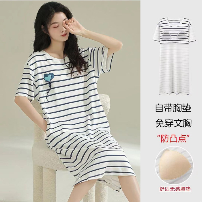 Verano mangas cortas cojín de pecho pijama mujer nueva ropa de aire acondicionado vestimenta delgada ropa de verano para el hogar mujer
