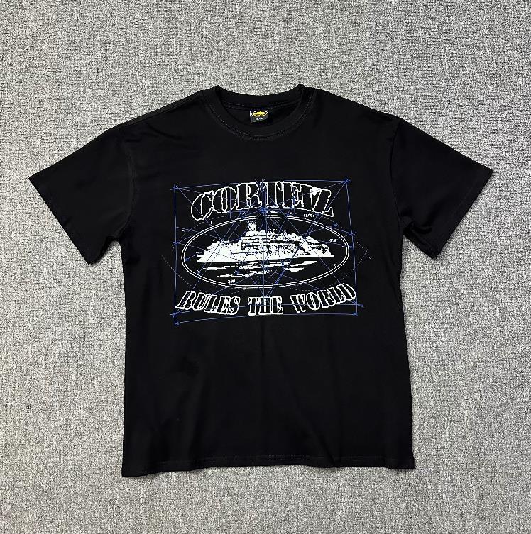 Corteiz T-shirt Blueprint Alcatraz Logo Black