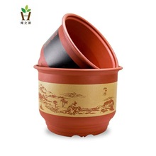 茶花专用陶瓷树脂花盆紫砂盆仿古陶瓷茶花中国风塑料花盆生产厂家