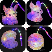 新款闪光手提中秋玉兔灯笼音乐卡通灯笼 led发光玩具地摊热卖货源