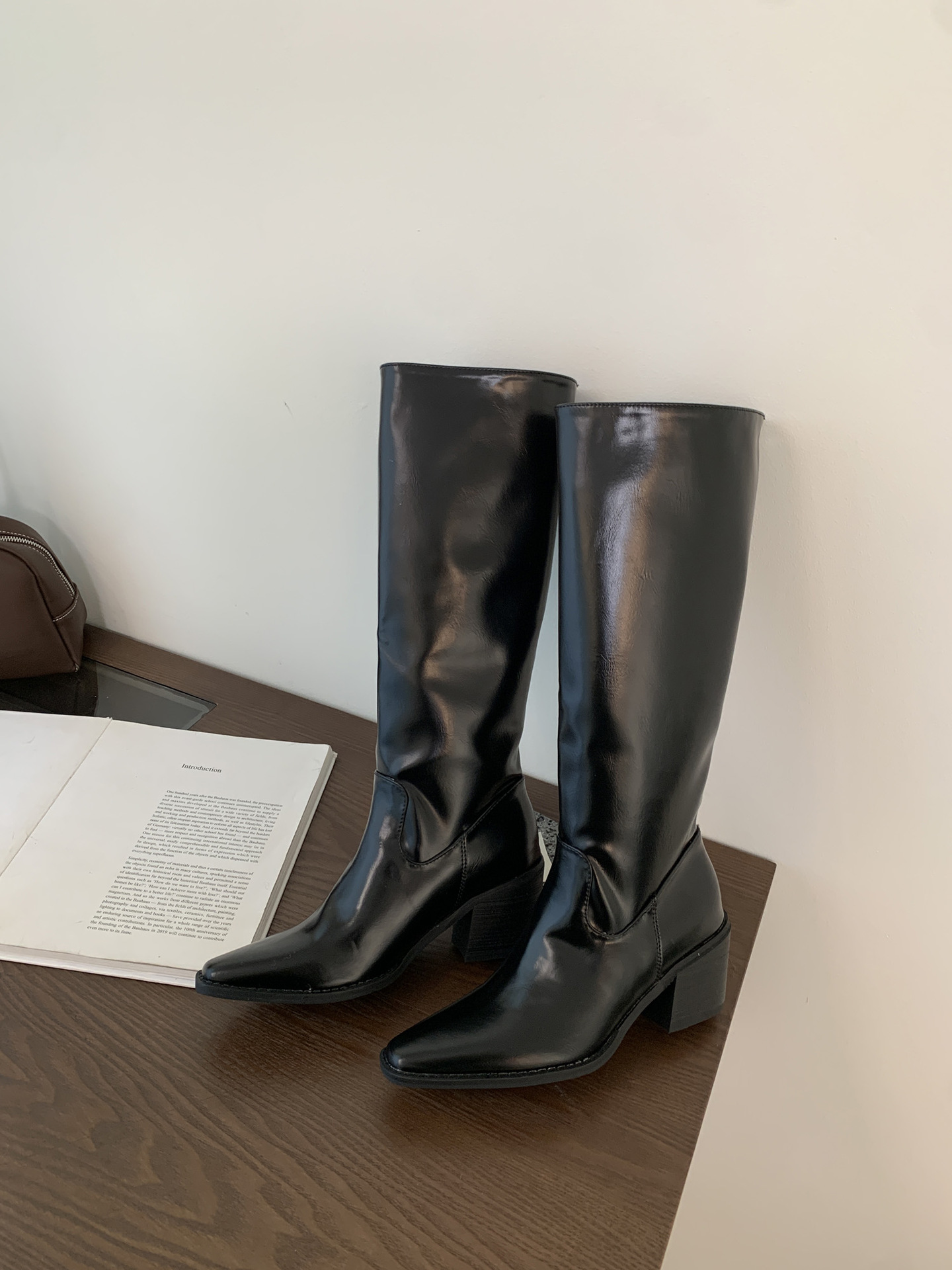 ShoeGlobe 2025 Autumn Winter New Versatile Long Wide Square Toe Chunky High Heel Thin Style Elegant Commuter Boots For Women_voghion.com