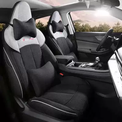 Modelə uyğun (Original) oturacaq örtükləri: full-enclosed cushion linen seat cover - black-gray-deluxe-edition-note-the-model-year-rear-half-pack