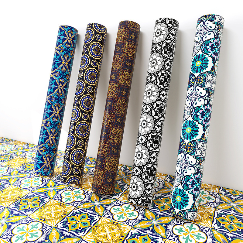 Bathroom Kitchen Renovation Special Floor Sticker Waterproof Wear-resistant Self-adhesive Toilet Floor Non-slip Floor Sticker Wallpaper